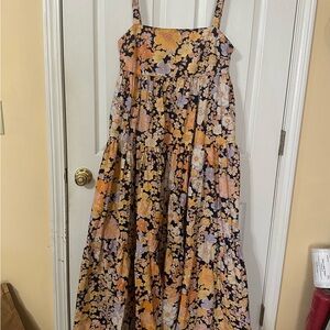 Free People Floral Maxi Dress - Black, Orange, Purple